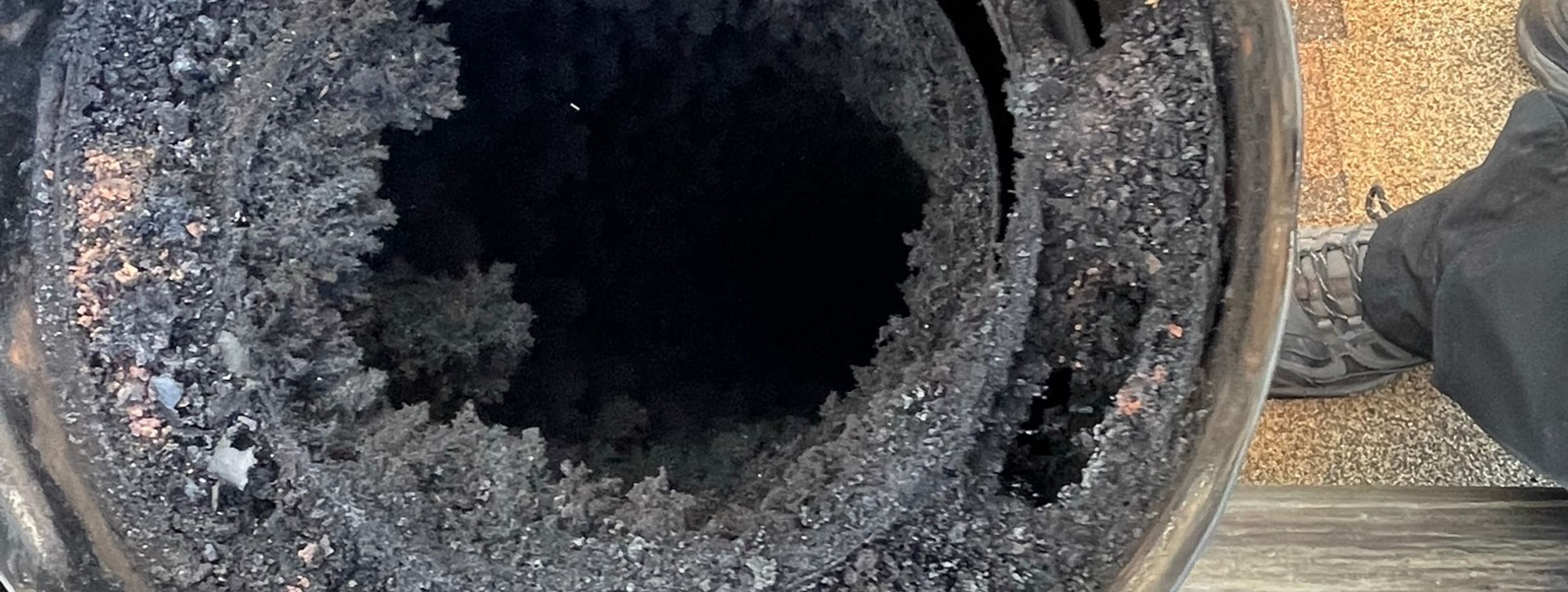 sooty chimney pipe